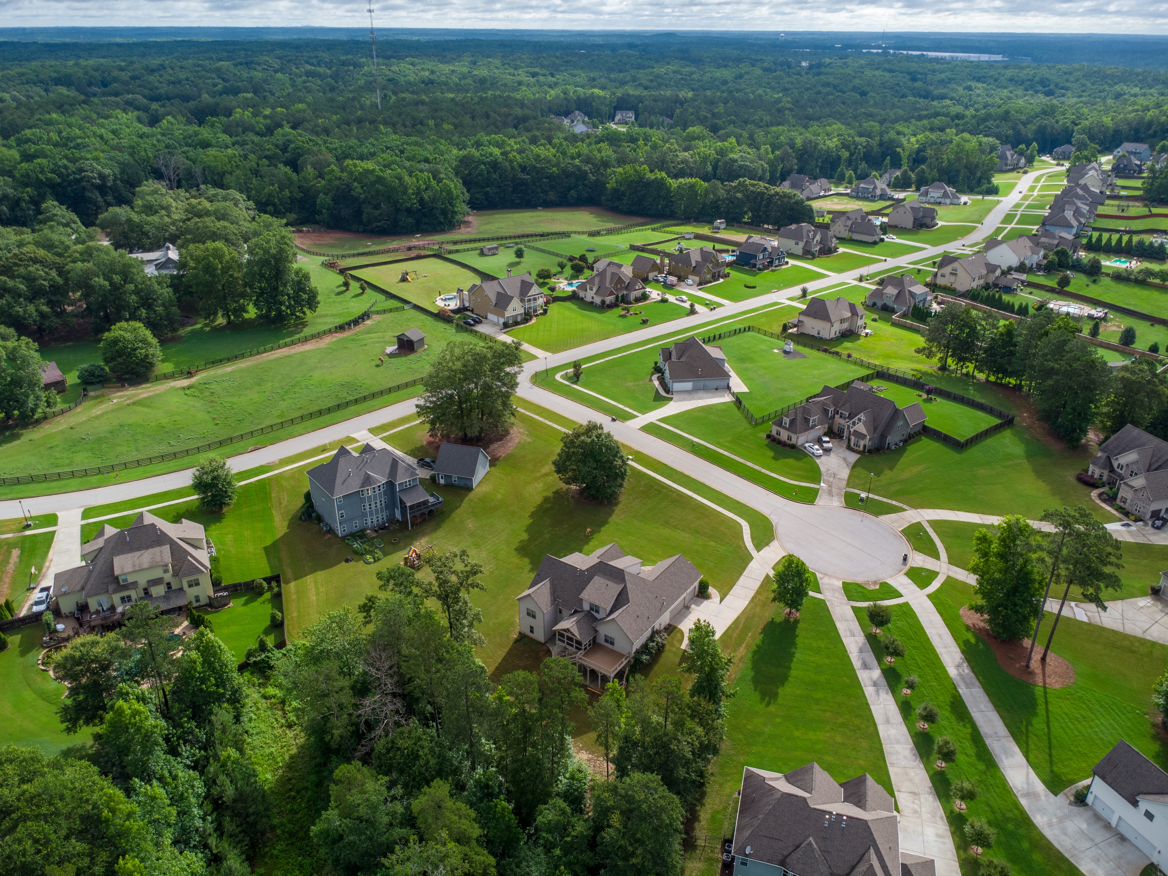 Aerial drone view of property